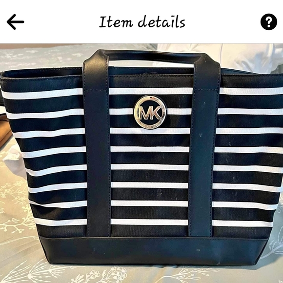 Michael Kors Large Black and White Striped Tote - Picture 1 of 4